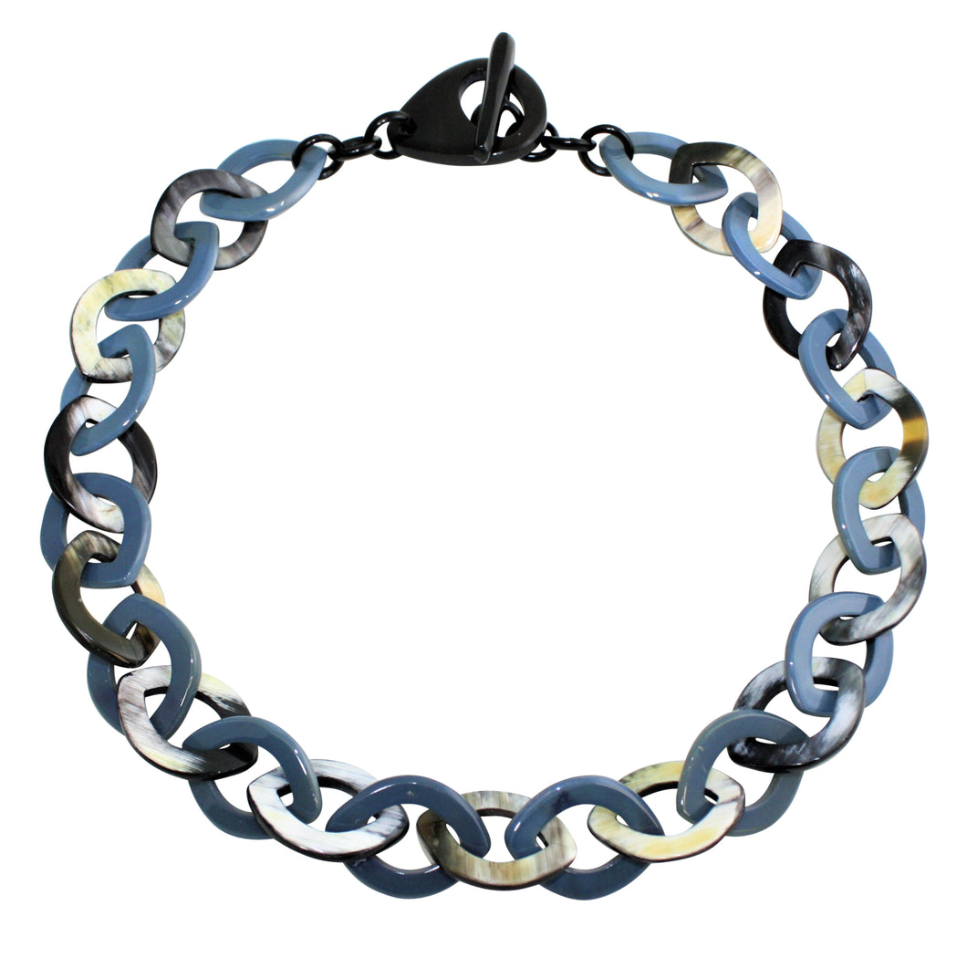 Intermix Buffalo Horn Chain Necklace in Natural & Denim Lacquer