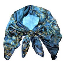 Load image into Gallery viewer, Van Gogh Almond Blossom Silk Scarf with Buffalo Horn Scarf Locket
