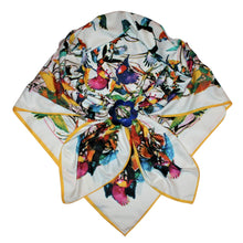 Load image into Gallery viewer, Hummingbirds White Twill Scarf with Buffalo Horn Scarf Locket
