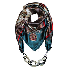 Load image into Gallery viewer, Tassel Flair Jewelry Scarf with Chain Necklace in Aqua
