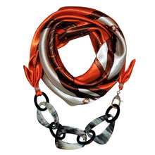 Load image into Gallery viewer, Belts &amp; Buckles Jewelry Scarf with Chain Necklace in Orange

