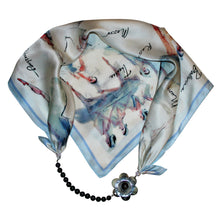 Load image into Gallery viewer, Ballerina Dancers Jewelry Neckerchief with Baroque Pearls &amp; Buffalo Horn Camellia Flower
