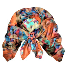 Load image into Gallery viewer, Multi Bloom Silk Scarf with Buffalo Horn Orange Flower Scarf Locket
