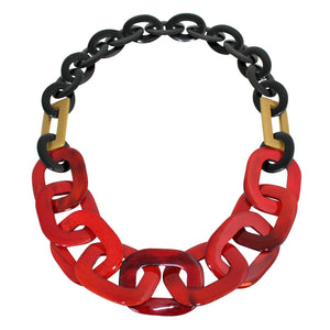 Black Buffalo Horn Necklace in Red & Gold Lacquer Fusion