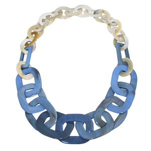 White Buffalo Horn Necklace in Denim Lacquer Fusion