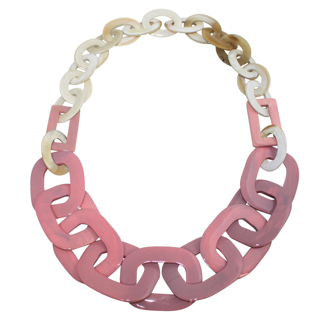 White Buffalo Horn Necklace in Pink Lacquer Fusion
