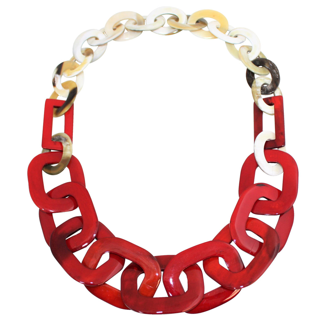 White Buffalo Horn Necklace in Red Lacquer Fusion