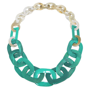 White Buffalo Horn Necklace in Turquoise Lacquer Fusion