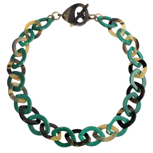 Intermix Buffalo Horn Chain Necklace in Natural & Green Lacquer