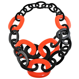 Buffalo Horn Necklace in Black & Orange Lacquer Fusion