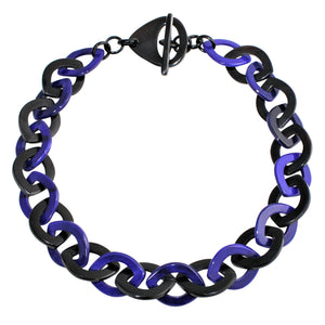 Intermix Buffalo Horn Chain Necklace in Natural & Royal Blue Lacquer