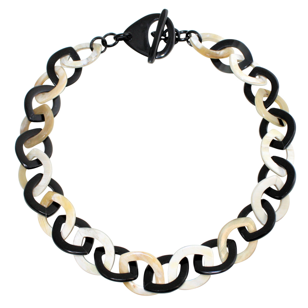 Intermix Buffalo Horn Chain Necklace in Natural & Black Lacquer