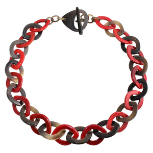 Intermix Buffalo Horn Chain Necklace in Natural & Red Lacquer