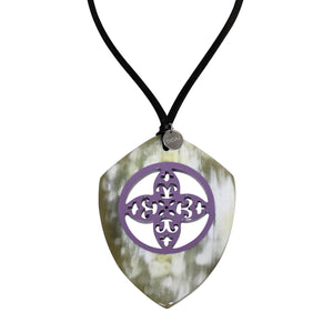 White Buffalo Horn Pendant with Lavender Lacquer Fusion