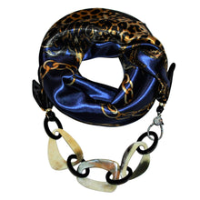 Load image into Gallery viewer, Animal Print Jewelry Scarf with Chain Necklace in Sapphire
