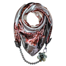 Load image into Gallery viewer, Red Roses Jewelry Scarf with Pearls &amp; Camellia Flower
