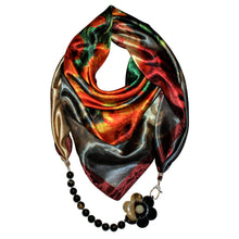 Load image into Gallery viewer, Flower Opulence Jewelry Scarf with Tiger Eye Gemstones &amp; Camellia Flower
