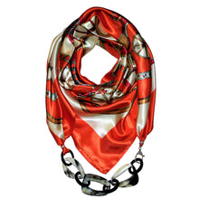Load image into Gallery viewer, Landau Carriages Jewelry Scarf with Chain Necklace in Orange

