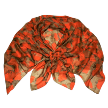 Load image into Gallery viewer, Orange Bloom Silk Scarf with Buffalo Horn Scarf Locket
