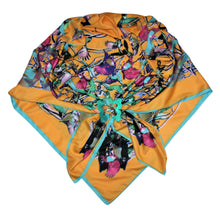 Load image into Gallery viewer, Hummingbirds Orange Twill Scarf with Buffalo Horn Scarf Locket
