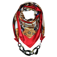 Load image into Gallery viewer, Tassels Flair Jewelry Scarf with Chain Necklace in Red &amp; Blue
