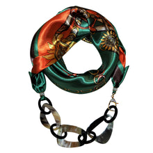 Load image into Gallery viewer, Tassel Flair Jewelry Scarf with Chain Necklace in Emerald
