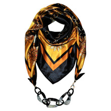 Load image into Gallery viewer, Belts &amp; Buckles Jewelry Scarf with Chain Necklace in Gold &amp; Black

