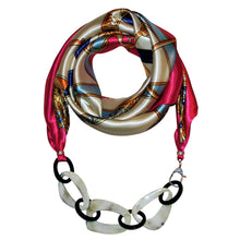 Load image into Gallery viewer, Pink Lady Jewelry Scarf with Chain Necklace
