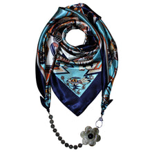 Load image into Gallery viewer, Love Birds Jewelry Scarf with Labradorite &amp; Camellia Flower
