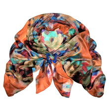 Load image into Gallery viewer, Floral Bloom Silk Scarf with Buffalo Horn Scarf Locket
