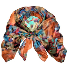Load image into Gallery viewer, Floral Bloom Silk Scarf with Buffalo Horn Scarf Locket
