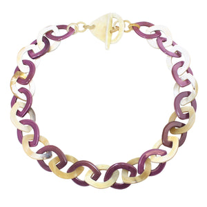 Intermix Buffalo Horn Chain Necklace in Natural & Mulberry Lacquer